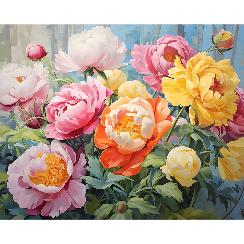 Peonies Flower Painting By Number 2