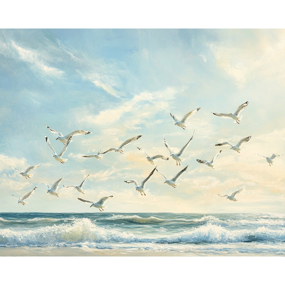 Geese Flying On The Sea Painting By Number 2